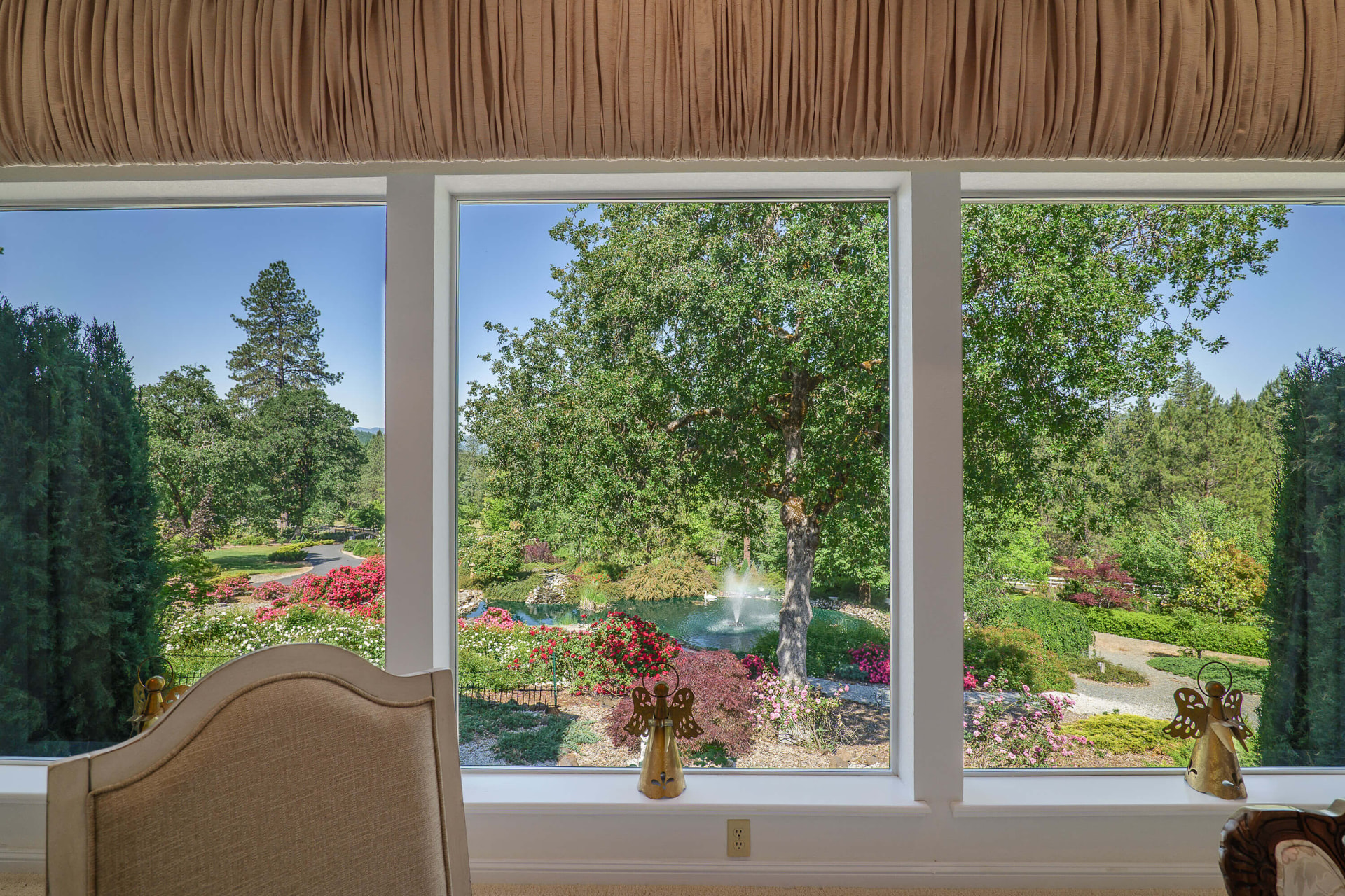 View across the fountain pond from the sitting room windows